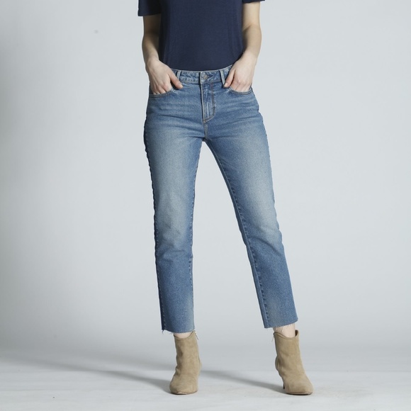 Driftwood Candace Cut Off Crop Straight Jeans with Satin - Picture 2 of 4